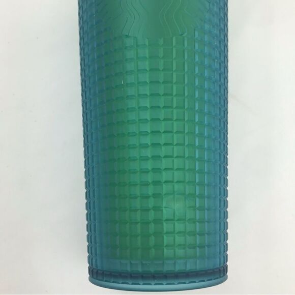 Starbucks Dining 2022 Blue Green Textured Grid  24 0z. Venti Cold Cup Tumbler - Picture 6 of 12